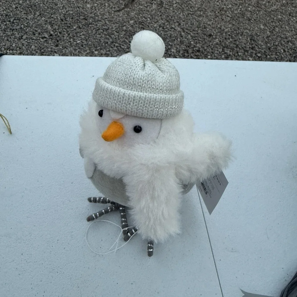 2020 Target Wondershop‎ Featherly Friends Figurine White Fabric Bird Sorrel